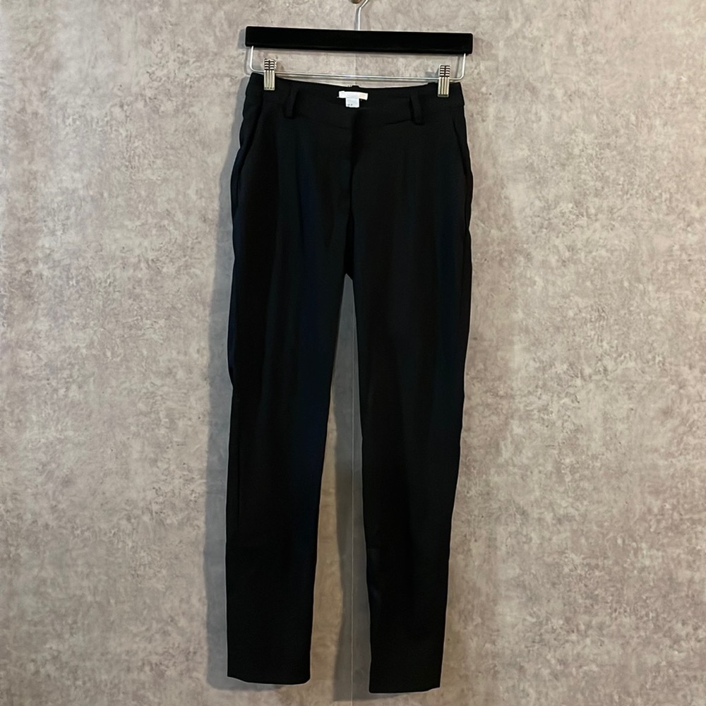 HM Solid Black Ankle Cropped Dress Pants with Pockets Suit Trouser
